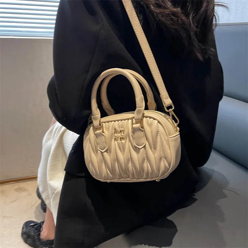 Luxury Brand Women's Bag 2023 New Fashion Pleated Satchels High Quality Purses Casual  Portable Small Square Handbag Sac