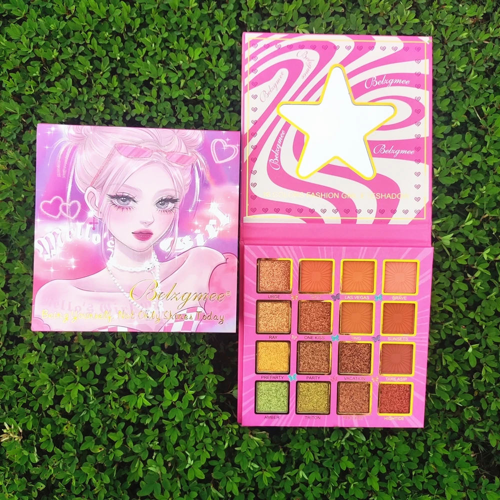 Палитра косметических теней BELZGMEE 16 цветов с зеркалом