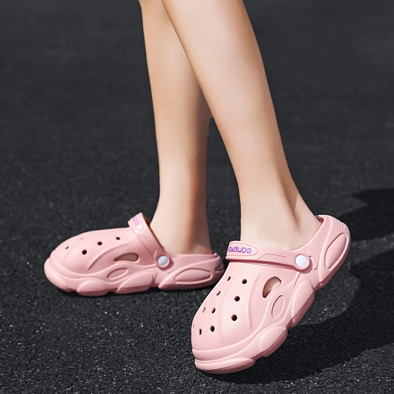 Mens Beach Outdoor Sandals Solid Color Slippers Platform Unisex Couple Clogs Shoes Flat Casual Shoes Quick-Drying