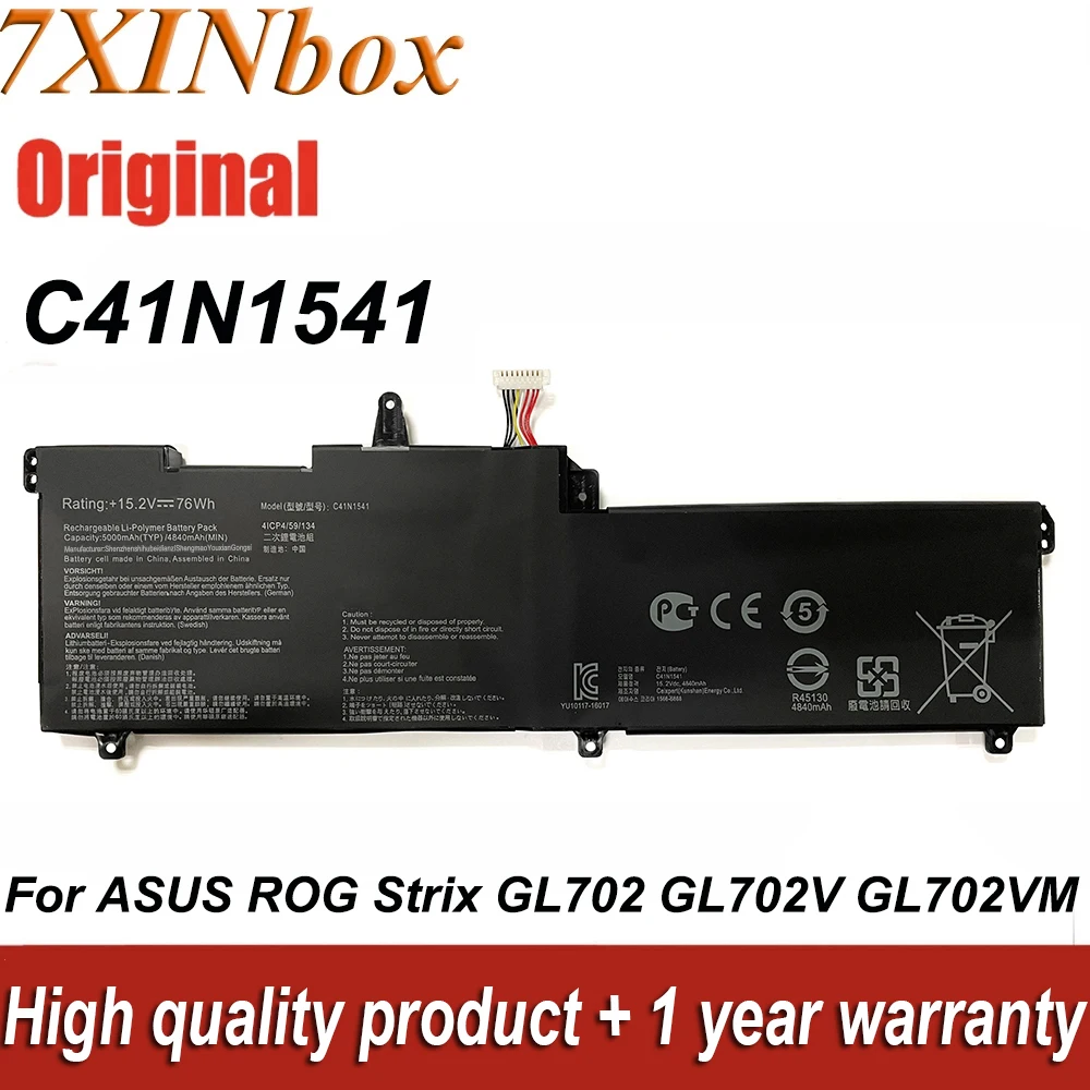 

New C41N1541 Laptop Battery 15.2V 76Wh For ASUS ROG Strix GL702 GL702V GL702VM GL702VM-1A GL702VS GL702VT GL702ZC Series