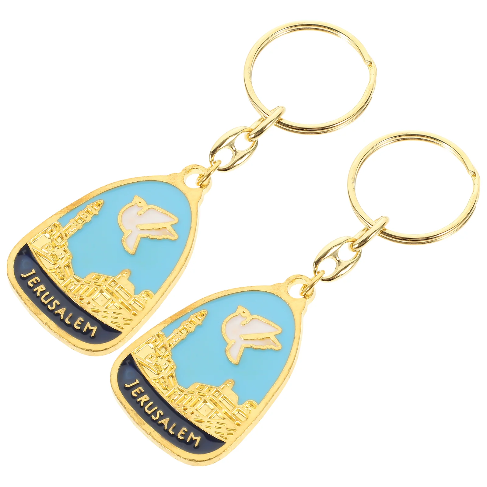 

2 Pcs Peace Dove Keychain Fob Gift Christenings Guests Bag Charm Friends Gifts Keyring Metal Backpack Hook