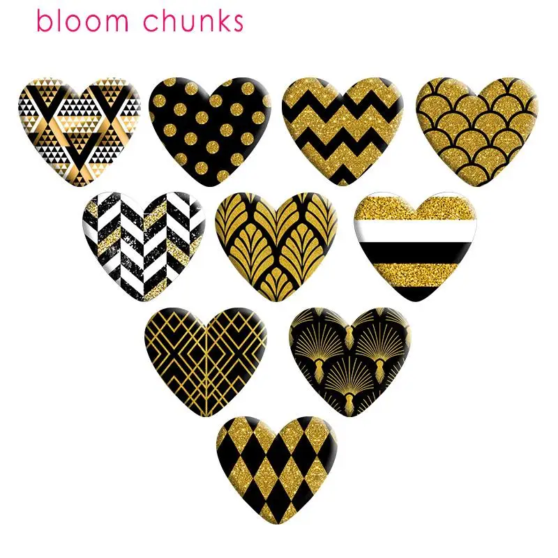 

Black Gold Geometry Love Heart Resin Cabochon Accessories DIY Earring Hair Phone Sticker Necklace R1520