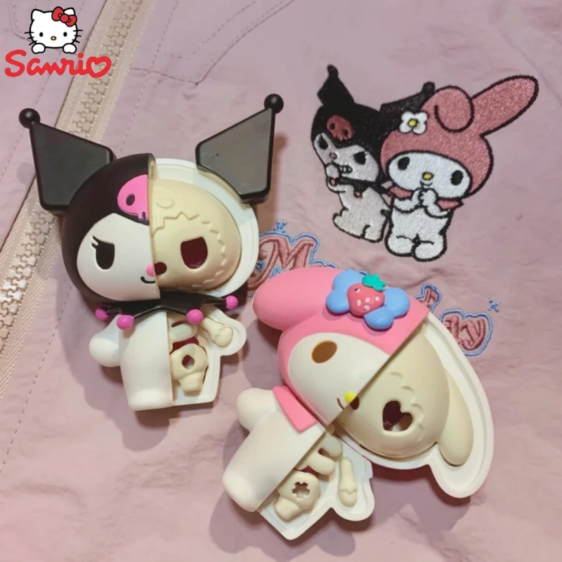 

Sanrio Cartoon Mystery Box Egg Half Skull Cinnamoroll Mymelody Kuromi Action Figures Assembled 8cm Model Doll Toy Gifts For Kids