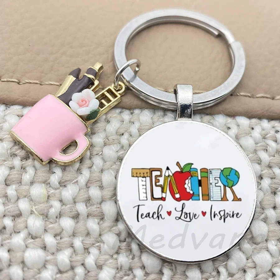 Брелок для ключей Teach Love Inspire на День Благодарения стеклянный купольный брелок