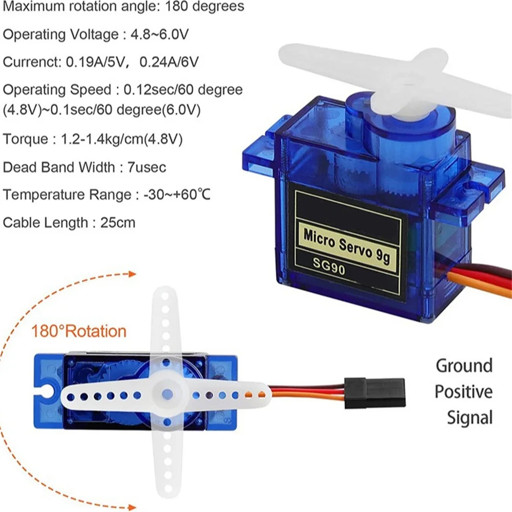 1-50 шт. SG90 9G микро цифровой серводвигатель 180/360 градусов с фиксированным крылом