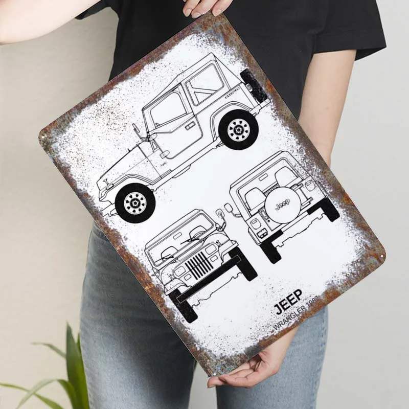 Жестяной знак BNW Jeep Wrangler 1987 автомобильный плакат украшение для спальни
