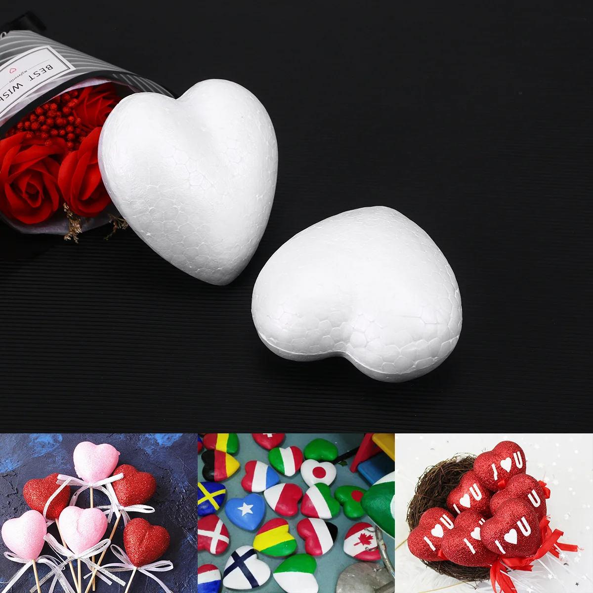 

Craft Diy Ballshaped Supplies Modeling Decorations Christmas Party Wedding Heart Ornamentslove Styrofoam Hearts Polystyrene