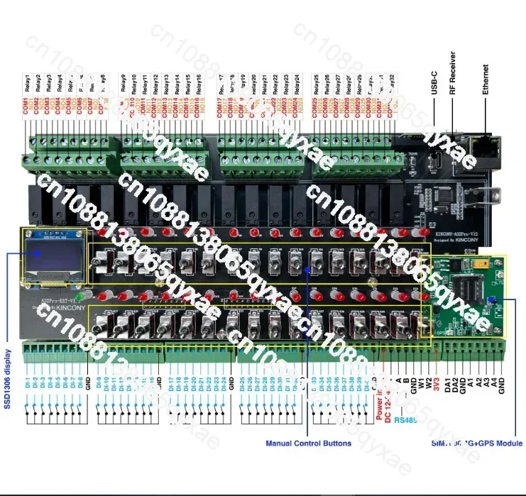 Kincony Kc868 A32 Pro ESP32 Ethernet RS485 Релейный модуль 4G 32-канальное реле 2-канальный диммер