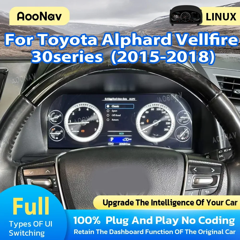 12 3 дюймовый автомобильный ЖК-цифровой кластер для Toyota Alphard Vellfire 30series 2015-2020