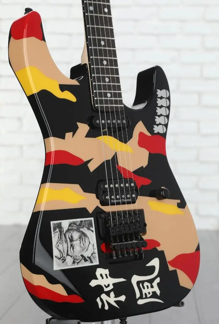 

Rhxflame George Lynch Kamikaze 1 Black Camouflage Electric Guitar Floyd Rose Tremolo Bridge Black Hardware Single Coil Pickup