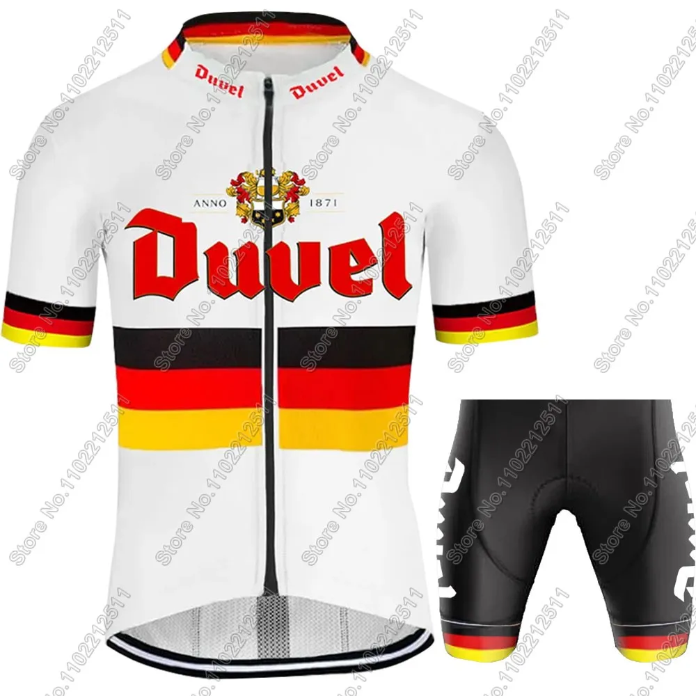 Фото Duvel 2024, велосипедный трикотаж, немецкий комплект, мужская одежда с коротким рукавом, мужские рубашки для шоссейного велосипеда, костюм, велосипедные нагрудники, шорты MTB Maillot Ropa №2