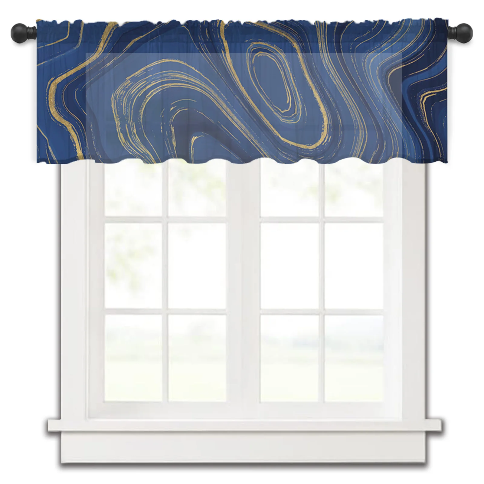 

Marble Abstract Tulle Kitchen Small Window Curtain Valance Sheer Short Curtain Bedroom Living Room Home Decor Voile Drapes