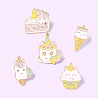 cartoon cute ice cream enamel brooch creative unicorn metal badge fashion lapel pin punk party jewelry gift for friend 2022 new