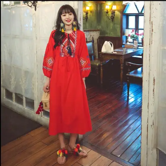 

Женское Макси-платья, с вышивкой в стиле бохо, этническое, в стиле ретро