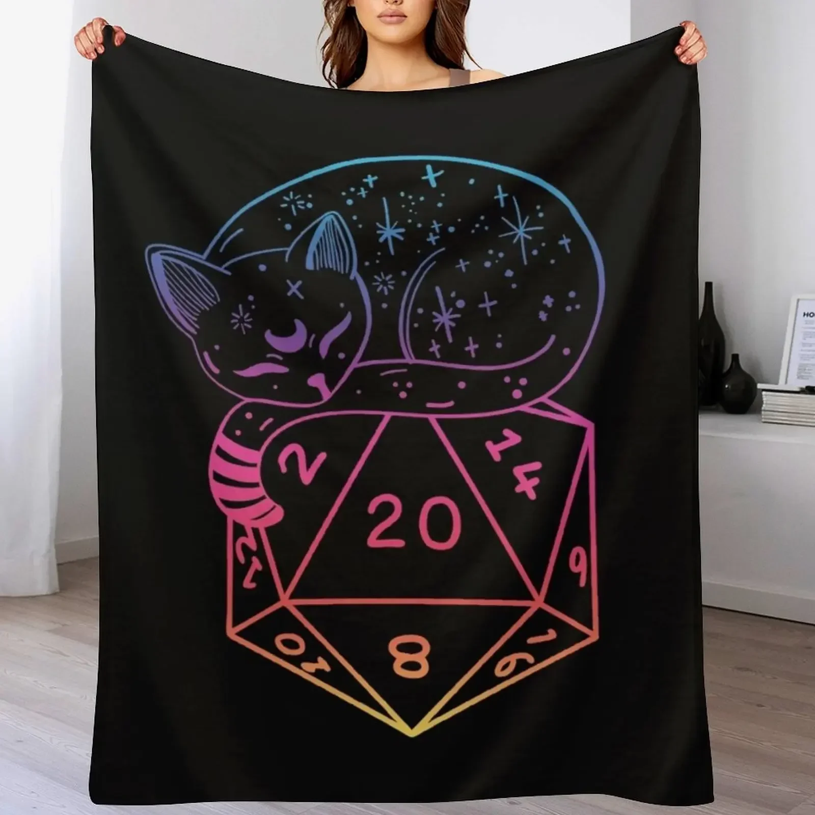 D20 CAT: Rainbow игральные кости dnd. Декоративные Плюшевые ворсистые одеяла
