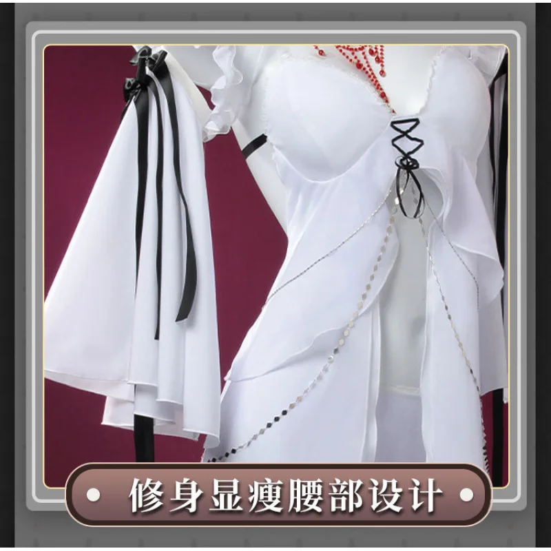 Кокельный костюм для косплея парик игра Путь в никуда белое платье сексуальная