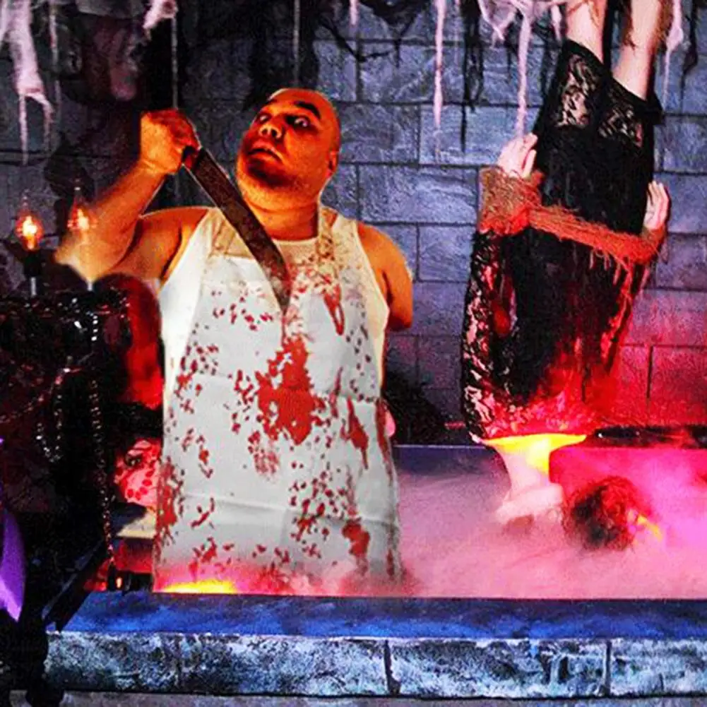 

Simple Halloween Apron Wear Resistant Durable Butcher Apron Halloween Festival Fake Blood Pinafore