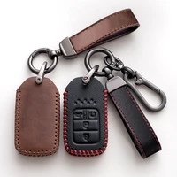 leather car key case cover for honda civic accord fit xrv vezel city jazz odyssey 3 buttons fob bags shell keychain accessories