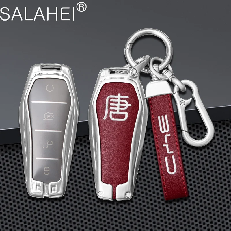 

Zinc Alloy Car Key Case Cover Remote Protection Shell Holder For BYD Song Qin Han EV Tang DM 2018-2022 Auto Keychain Accessories