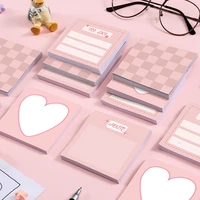 ins pink checkerboard love sticky note student cute creative n times paste memo pad message paper school stationery 50 sheets