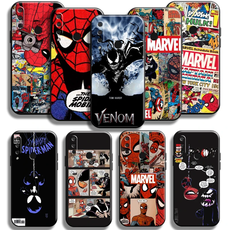 

Comics Spiderman Venom Phone Case For Huawei Honor 9X Pro 9X Lite Shell Black Cover Liquid Silicon TPU Full Protection Coque