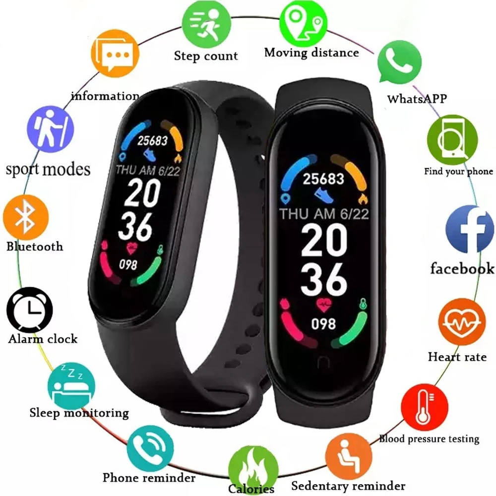 

2023 New M6 Smartwatch Heart rate blood pressure monitoring Sports fitness tracking electronic magnetic smart bracelet PK Y68 M5