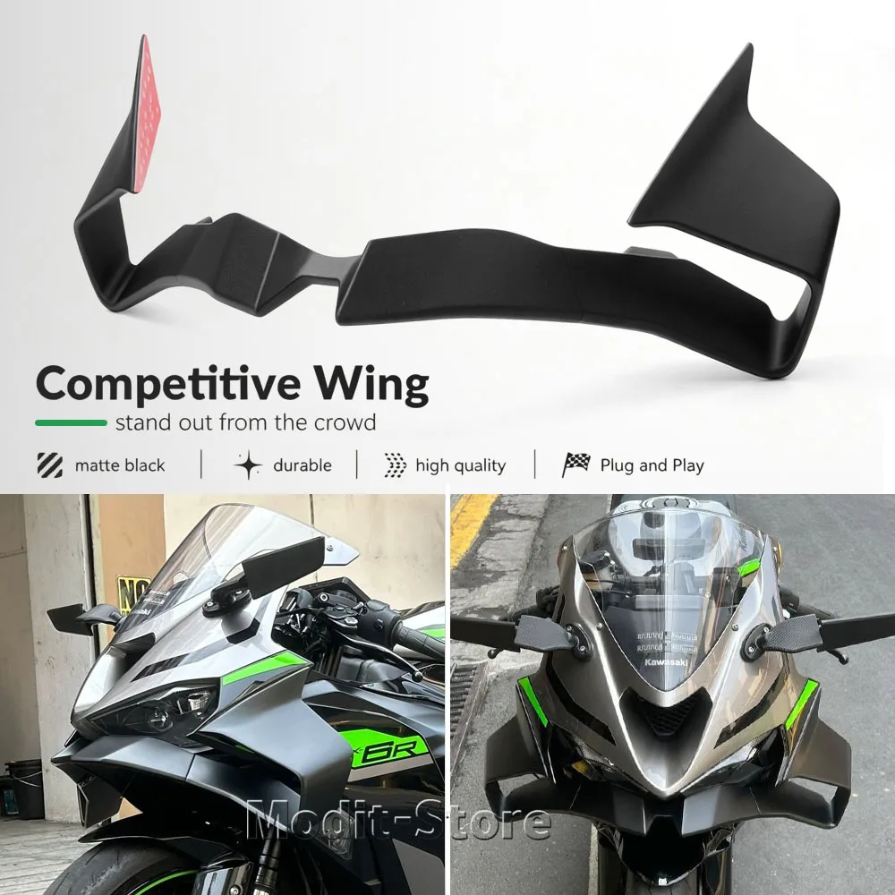 Для мотоциклов Kawasaki ZX-6R ZX6R ZX 6R 2024 2025 2026: боковые винглеты, передний спойлер, фиксированный нижний обтекатель, накладка на крыло для создания прижимной силы (art.: 3920dcbb39b08) - 3920dcbb39b08