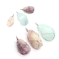 natural stone popping crystal pendants gem charms for diy accessories for making necklaces jewelry crystal geometric pink charms