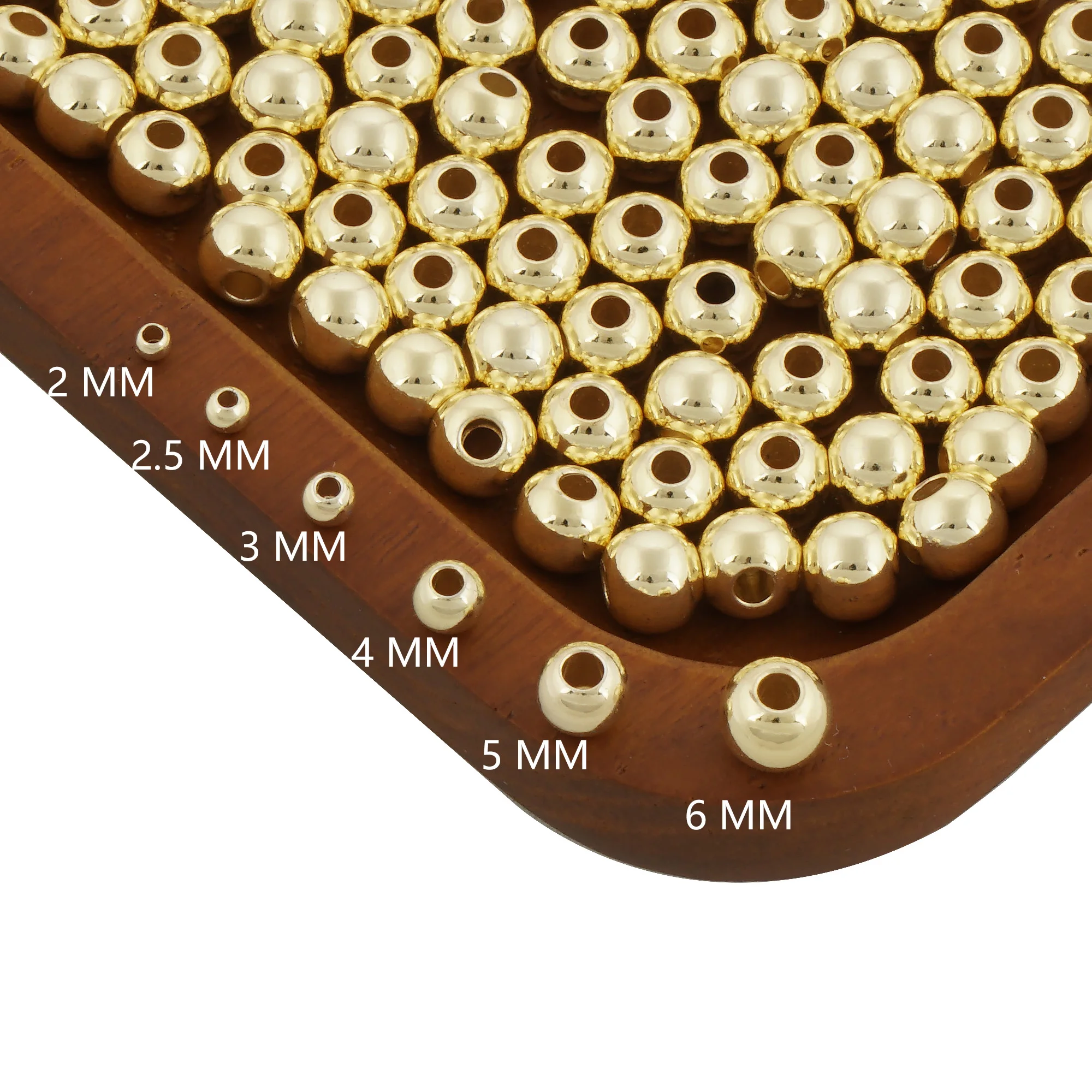 

50pcs Gold Filled Ball Spacer Beads For Bracelet Jewelry Making,Multi Sizes,2-6mm,Wholesale