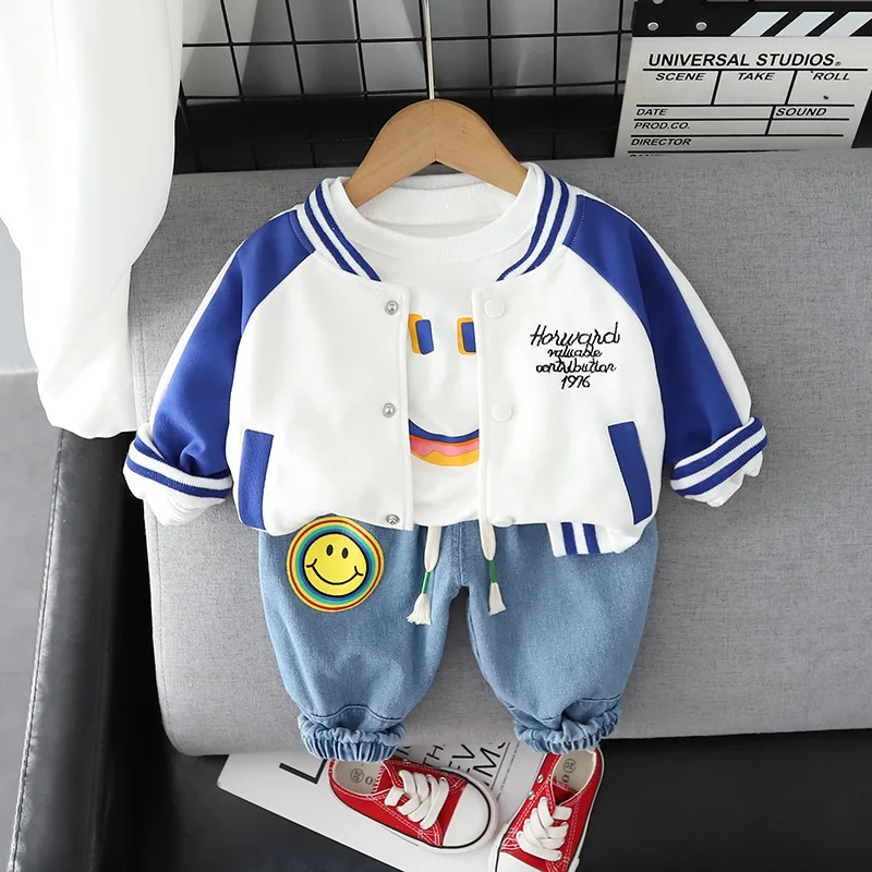 

Jacket+Tshirt+Jeans 3Pcs Toddler Baby Boy Autumn 2022 Clothing Set For Kids Tracksuit 1-6Y Children Clothes Boys Outfits