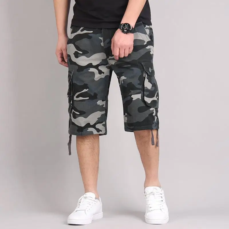 Летние камуфляжные карго шорты мужские повседневные хлопковые мешковатые