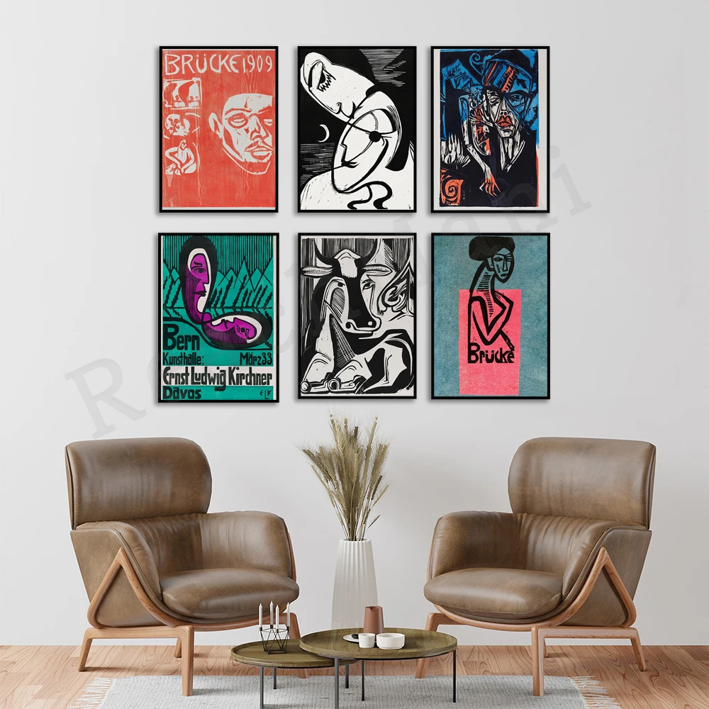 Фото Ernst Ludwig Kirchner - Берн Кунстенл, Поцелуй - Луна - Любители, Модернистская абстрактная февизма - Музейный выставочный постер Canvas Prin №1
