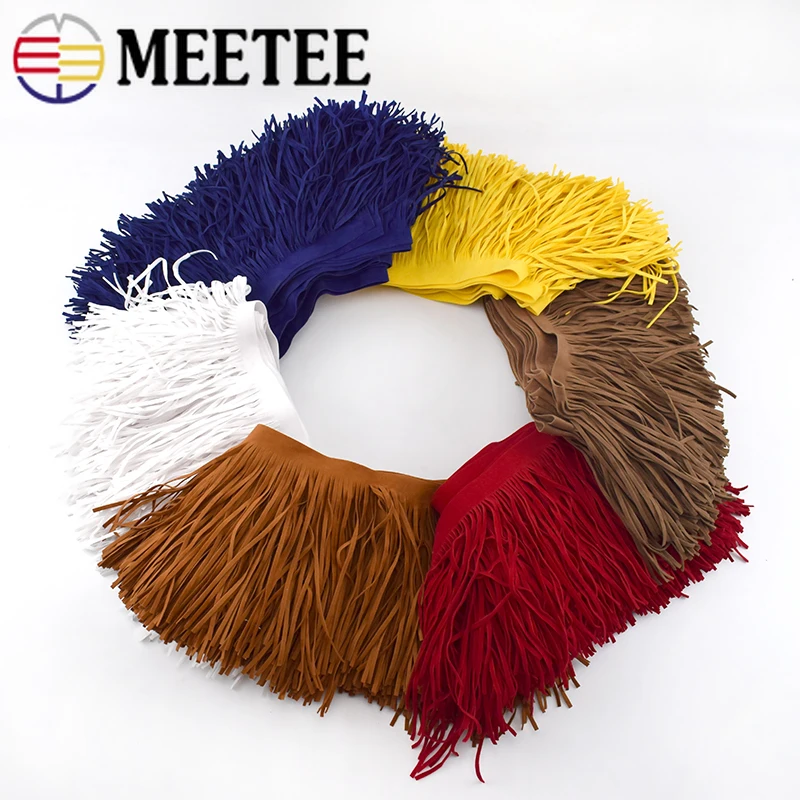 Meetee-Cinta de cuero de gamuza con flecos para bolso, accesorios de costura Manual, adornos de decoración, borlas, 5M, 15cm