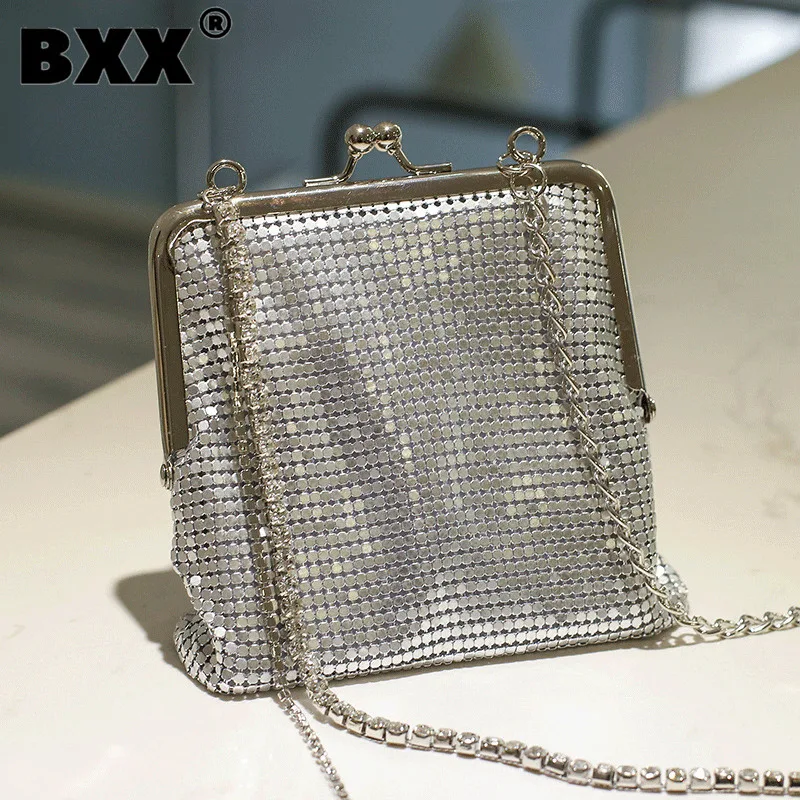 

[BXX] Simply Causal Chain Dinner Party Bag 2023 Fashion New For Women Evening Dress Female Bags Mobile Handbag Summer 8AB362