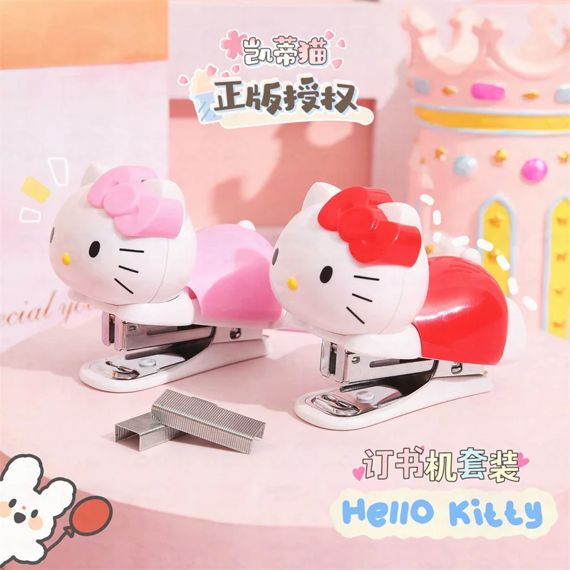 

Hello Kitty Sanrio высококачественные детские Студенческие канцелярские принадлежности аниме мультяшный Мини милый Портативный степлер для девоч...