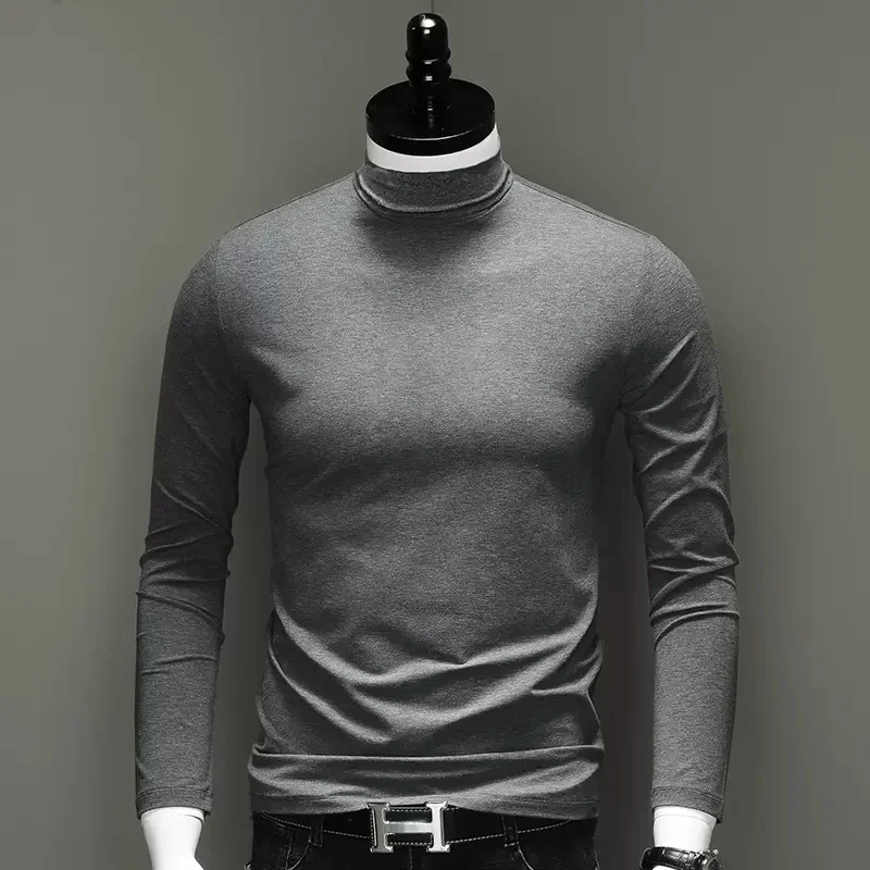 

Turtleneck Autumn T-Shirts Casual Long Sleeve T Shirt Pure Color Cotton Modal Slim Fit Tshirt TS687