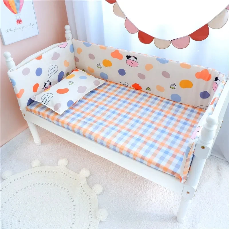 Nordic style Pure Cotton Crib Surround Four Seasons Universal Removable Washable Fence Foldable Bed Head Pad Crib Baby Bedding