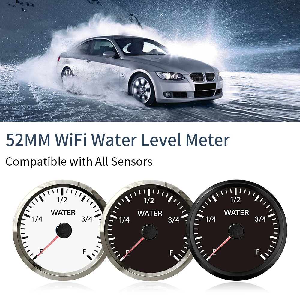 

Waterproof 52mm WiFi Water Level Meter Electrical Compatible with All Types and Ranges Ohm Sensor 9-32V White Yellow Backlight