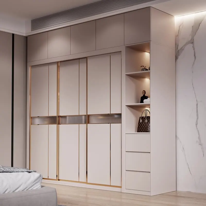 

Simple sliding door wardrobe bedroom light luxury assembled apartment cabinet rental room wardrobe