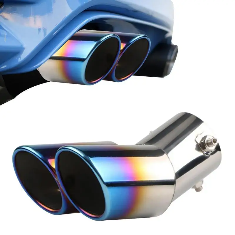 

Car Exhaust Muffler Tip Auto Double Tube Universal Exhaust Pipe Muffler Exquisite Tailpipe Modification Tool For Most Cars SUVs