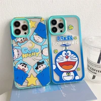 doraemon kawaii cartoon shin chan phone cases for iphone 13 12 11 pro max xr xs max 8 x 7 2022 transparent drop proof cover
