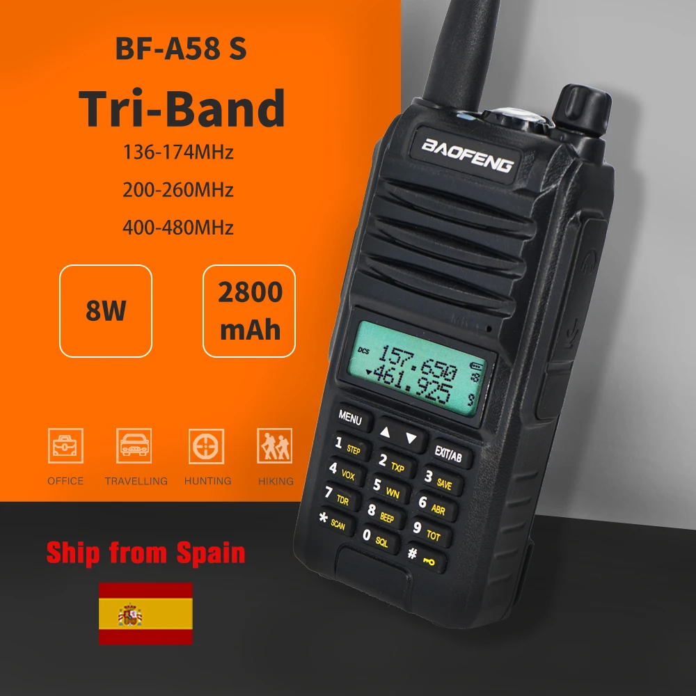 2020 Tri-Band Radio BaoFeng A58S 8W High Power Walkie Talkie UV-82 Amateur Handheld Ham Two Way Radio UV-82 Transceiver UV82