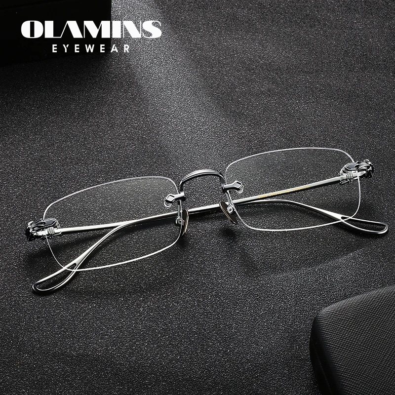 Очки OLAMINS мужские с титановой оправой оптические в ретро стиле без оправы при