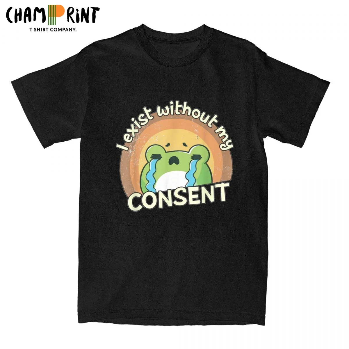 Men I Exist Without My Consent Funny Frog T Shirts Pure Cotton Clothing Novelty Short Sleeve Crew Neck Tee Shirt New T-Shirts