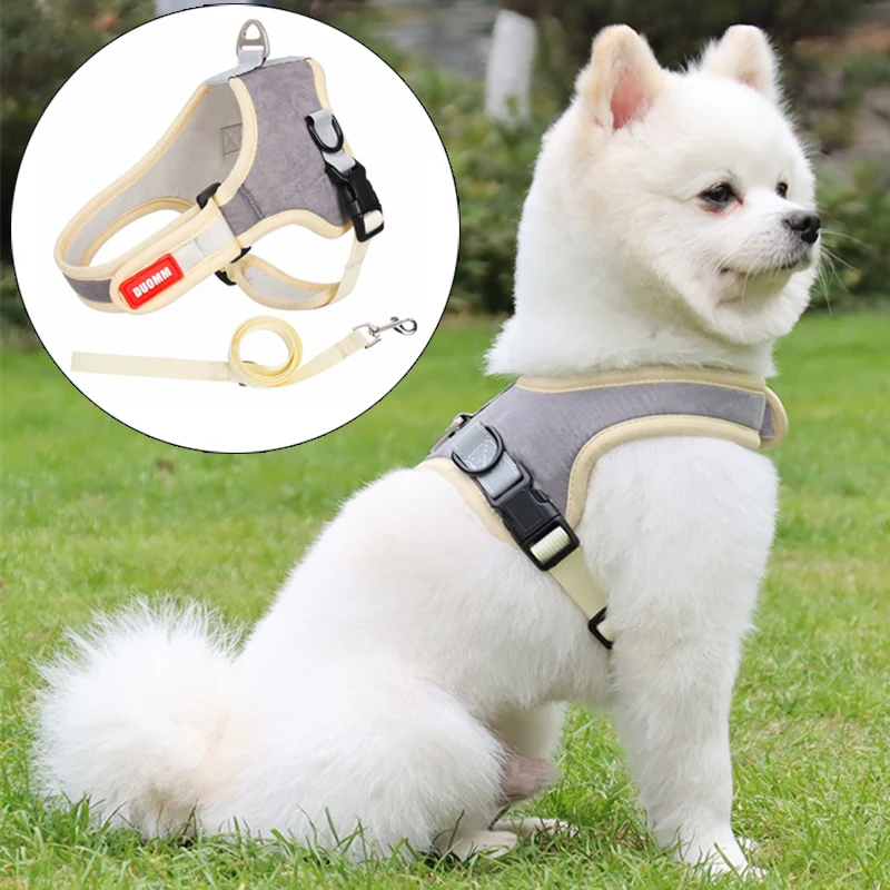 Newest Saddle Puppy Dog Cat Harness Durable Suede Pet Harnesses Leash Sets for Small Dog Pomeranian Shih Tzu mascotas Lead Chain