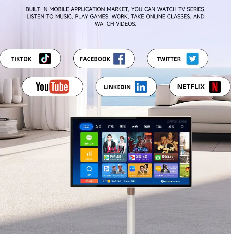 JCPC портативный 27-дюймовый поворотный подъемный современный Wifi Usb BestieTV Smart Tv