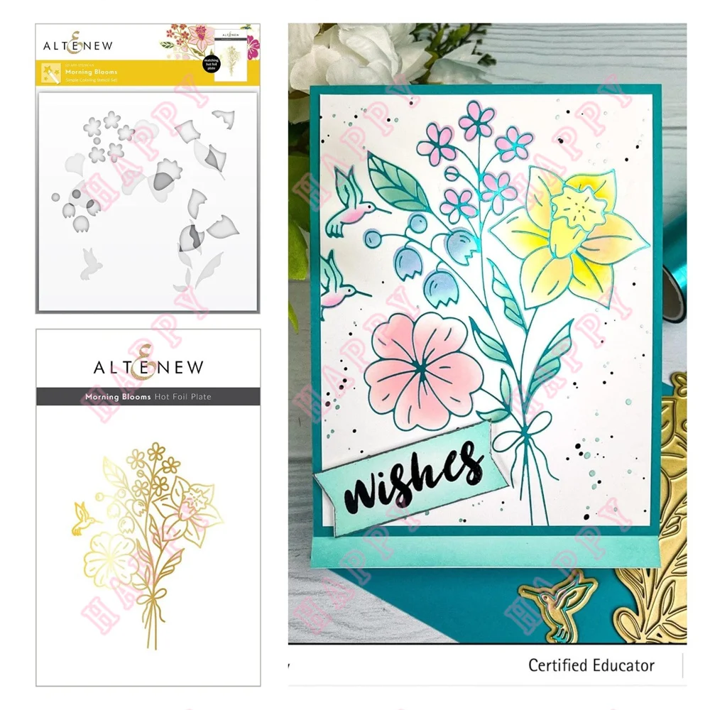 

2022 New Arrival Morning Blooms Hot Foil Scrapbook Diary Decoration Stencil Embossing Paper Template Diy Greeting Card Molds