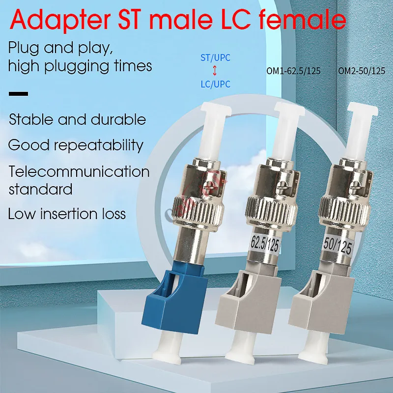 Single-mode Fiber Optic Adapter Connector ST Male-LC SM Female Round To Small Square Flange Coupler For Optical Power Meter