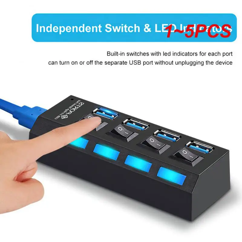 

1-5 шт., высокоскоростной USB-разветвитель с 4 портами, 3,0, 5 Гбит/с