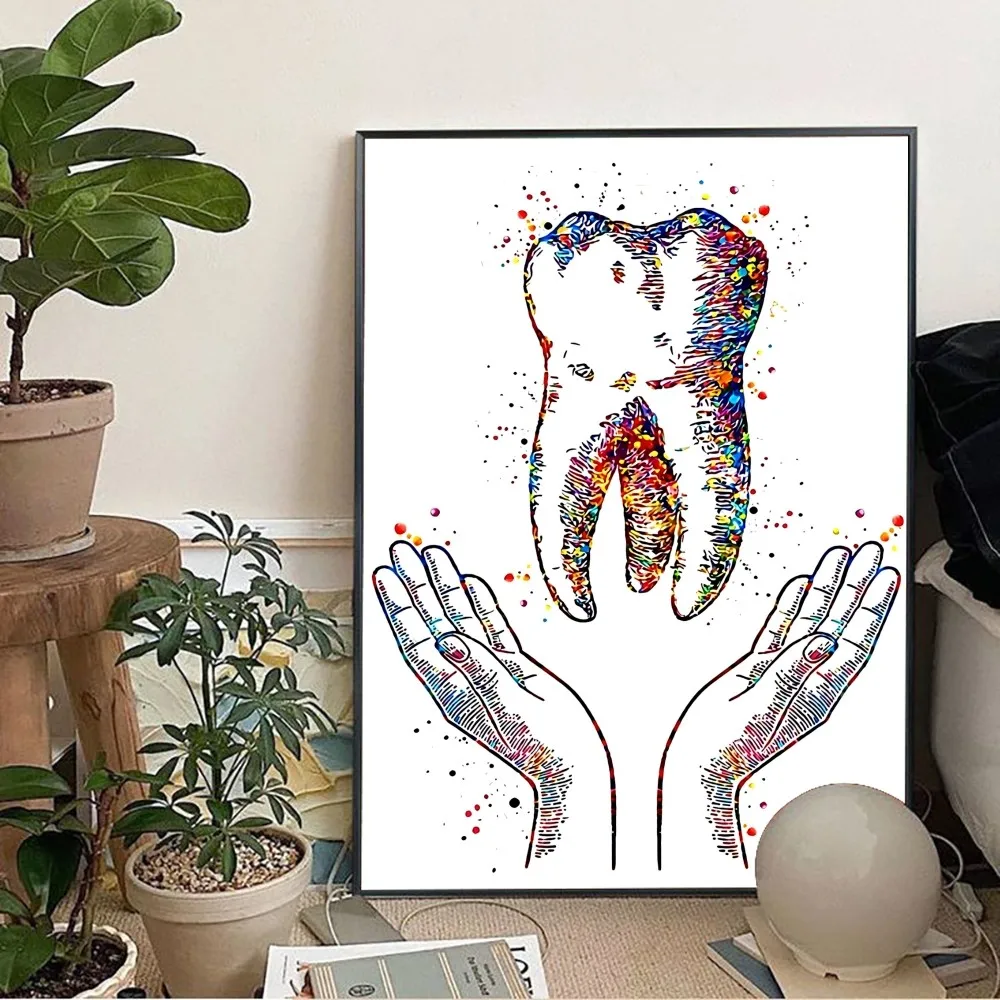 Painting Teeth Art Classic Small Size Poster Kraft Paper Vintage Wall Study Aesthetic St